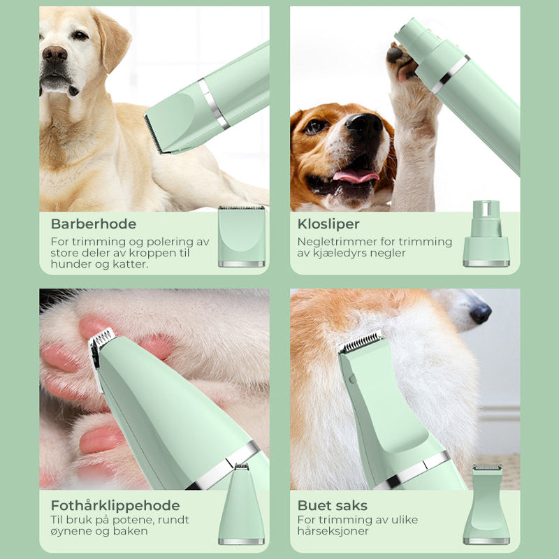4-in-1 Quiet Pet Hair Clipper with Nail Grinder for Cats and Dogs