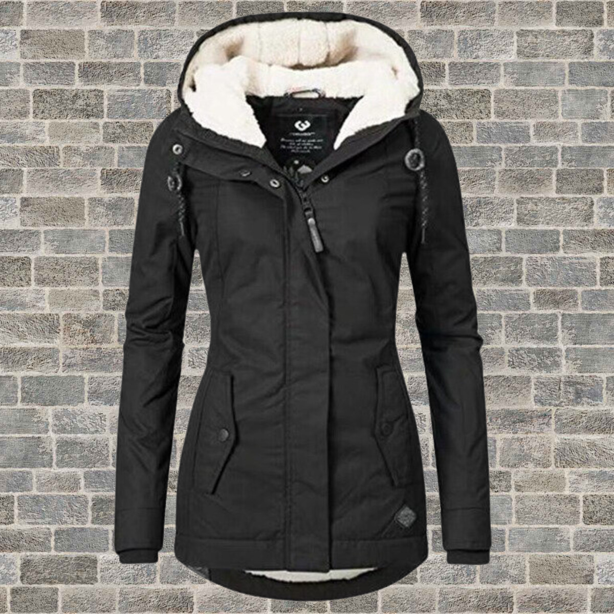 Women's Pleated Winter Coat with Hood and Teddy Lining