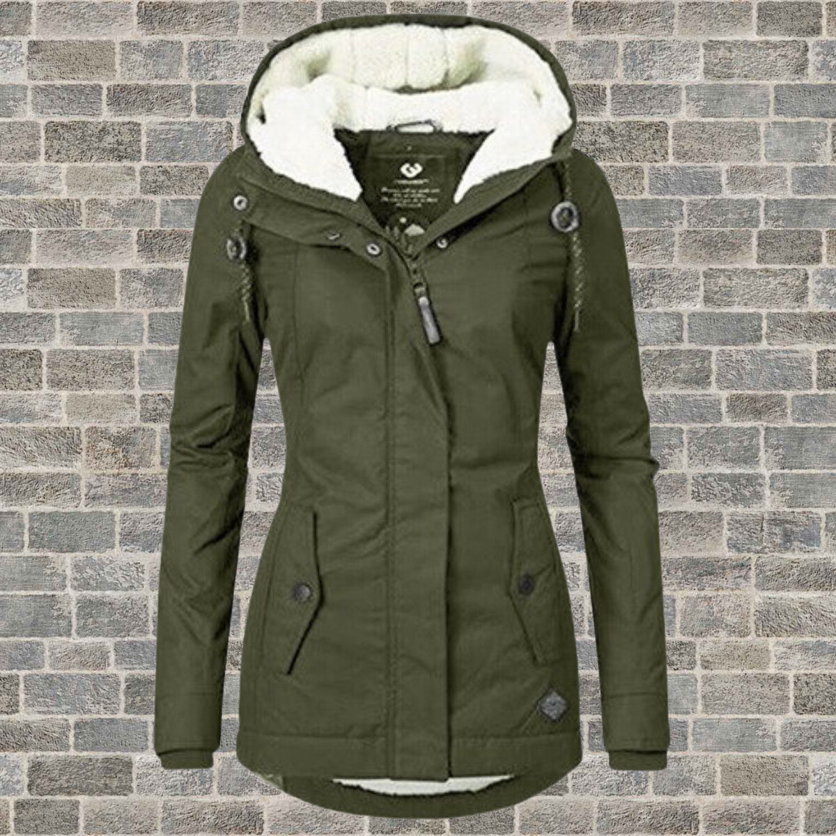 Women's Pleated Winter Coat with Hood and Teddy Lining