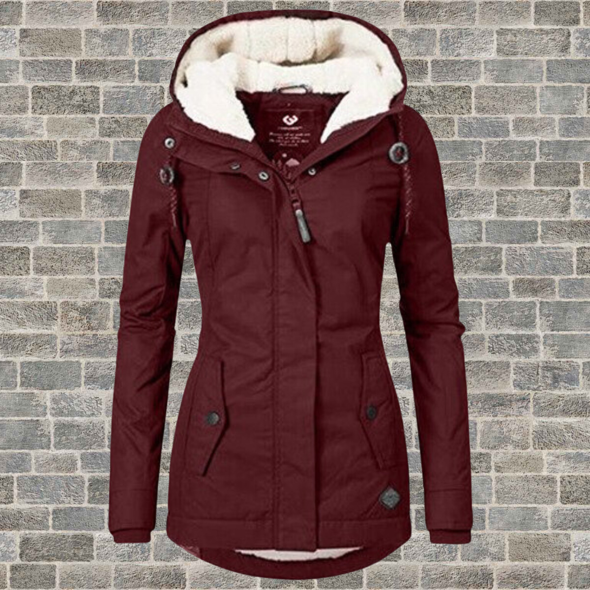 Women's Pleated Winter Coat with Hood and Teddy Lining