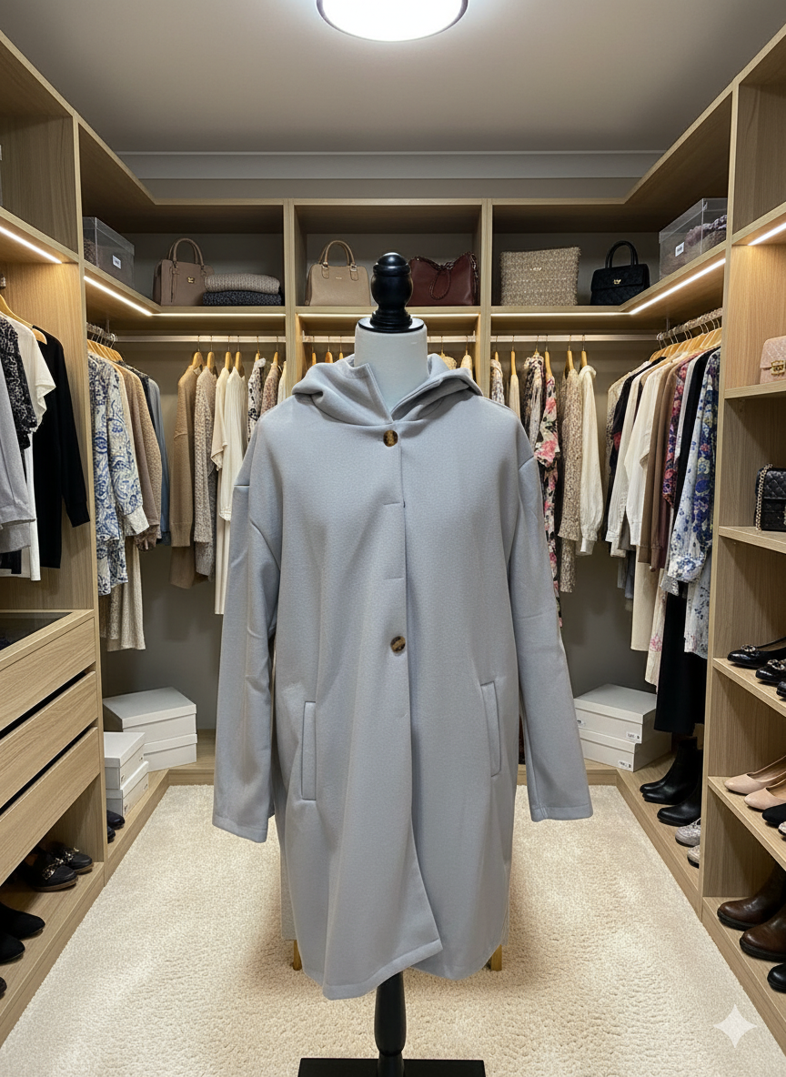 Women's Elegant Windproof Coat with Comfortable Hood