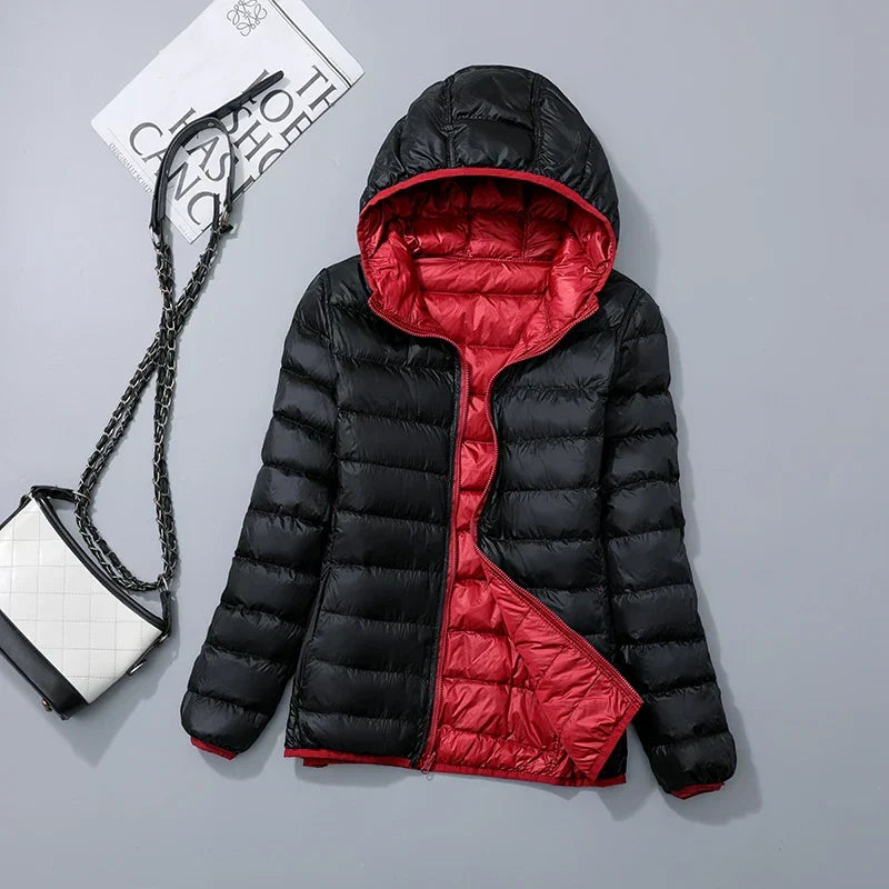 Women's Reversible Down Jacket with Fitted Silhouette