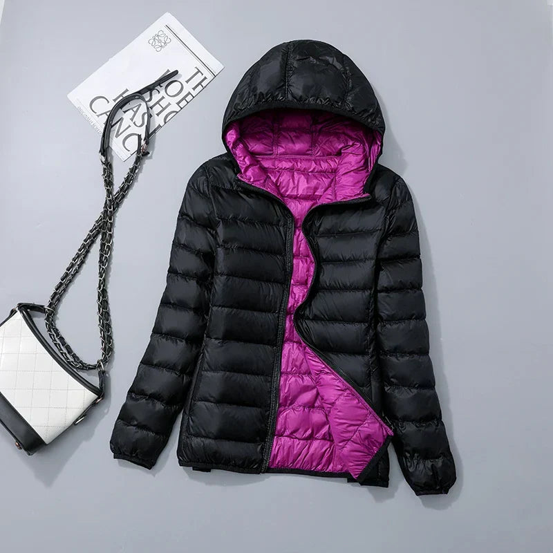 Women's Reversible Down Jacket with Fitted Silhouette