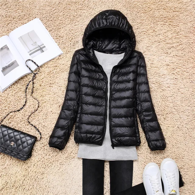 Women's Ultralight Packable Down Coat with Hood