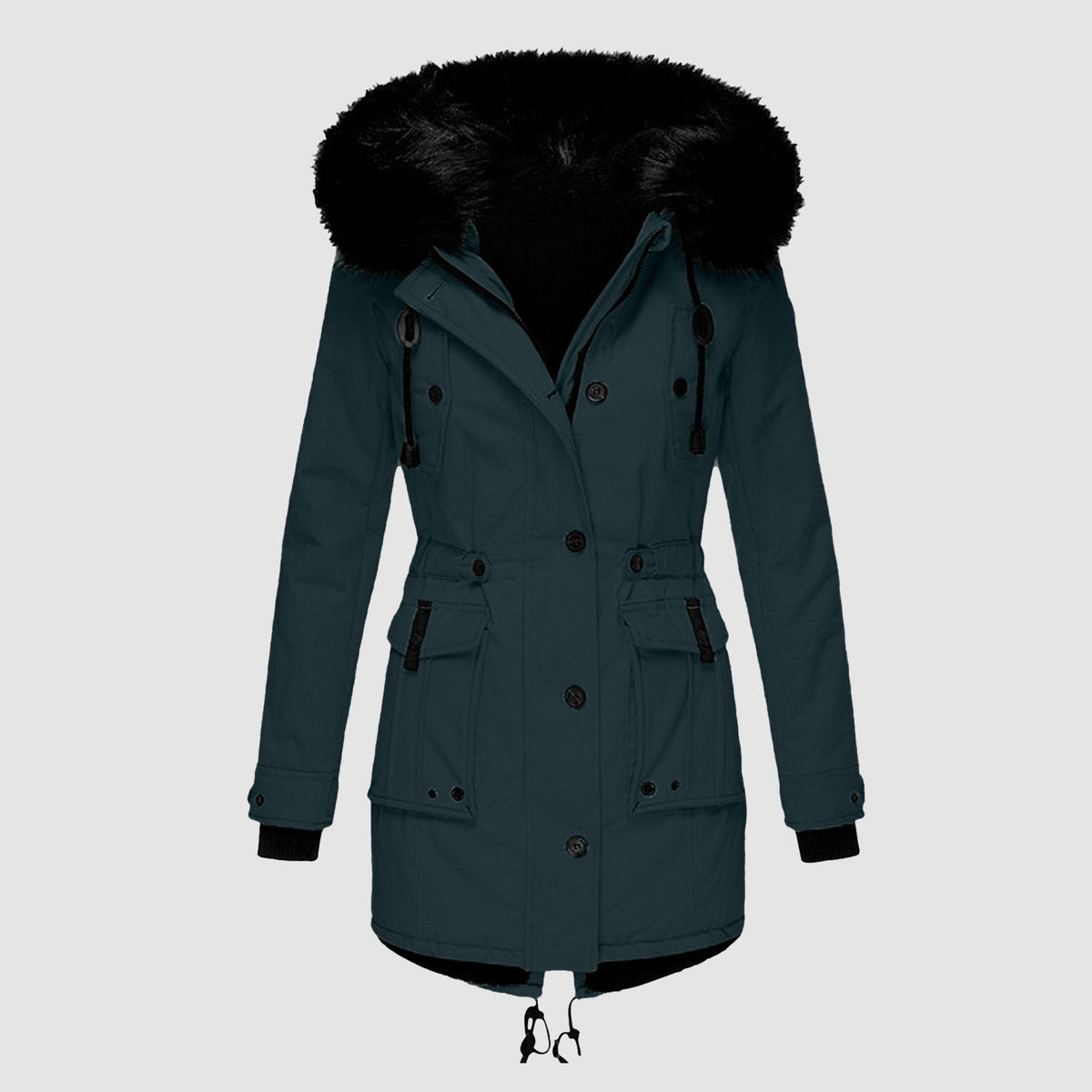Women's Winter Parka with Faux Fur Hood for Cold Days