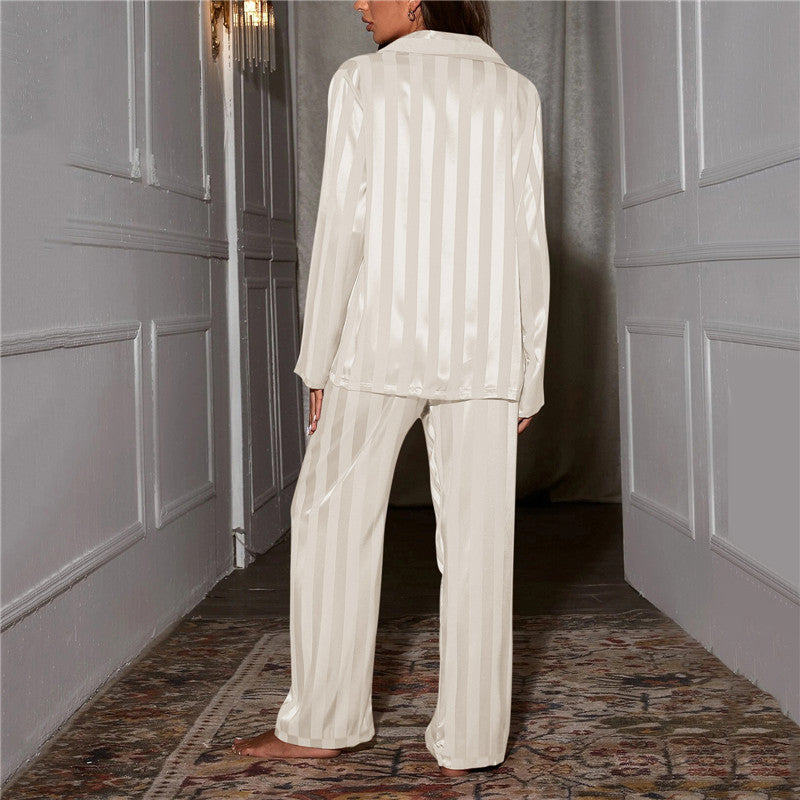 Women's Satin Pyjama Set with Chest Pocket and Elastic Waist