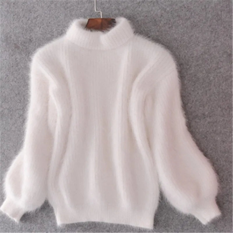 Women's Loose Knit Jumper in Solid Colour with Vintage Look