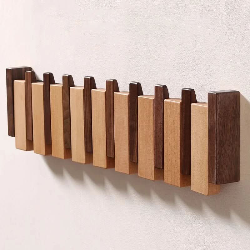 Piano Key Wall Coat Rack with Foldable Hooks for Hallway