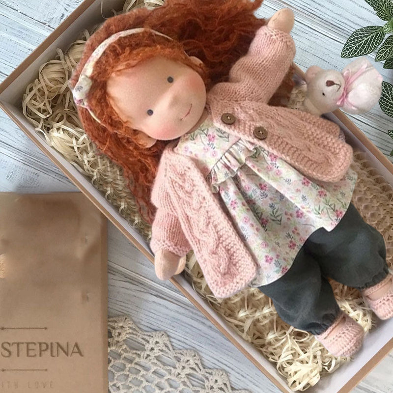 Kids' Handmade Waldorf Doll in Organic Cotton with Soft Filling