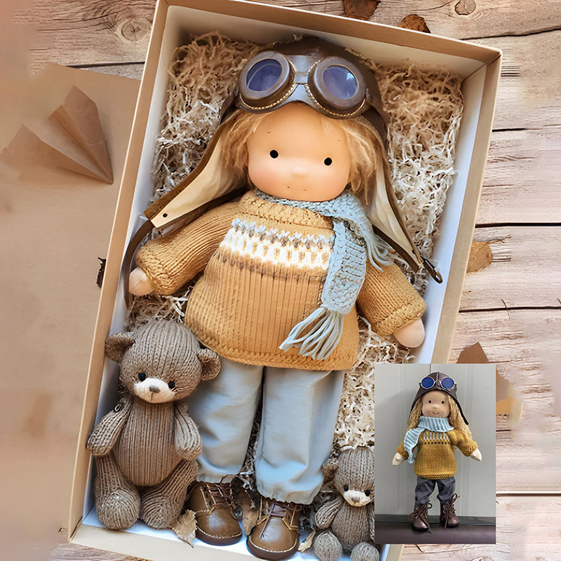 Kids' Handmade Waldorf Doll in Organic Cotton with Soft Filling