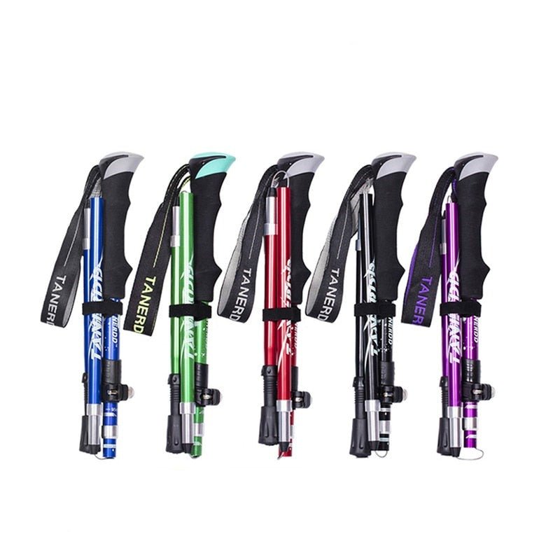 Foldable Hiking Poles with Adjustable Length and Shock Absorption