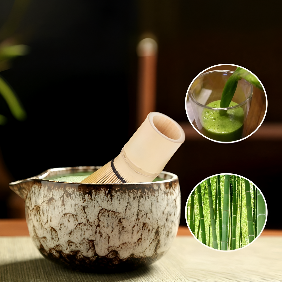 6-Piece Matcha Tea Set with Bamboo Whisk for Tea Ceremonies