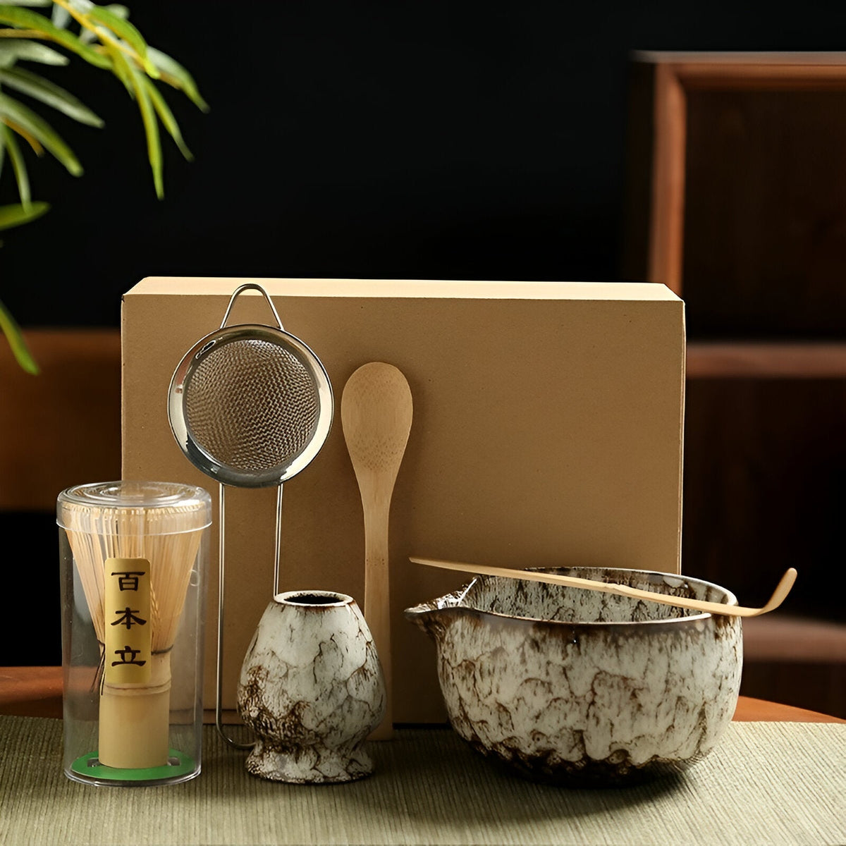 6-Piece Matcha Tea Set with Bamboo Whisk for Tea Ceremonies