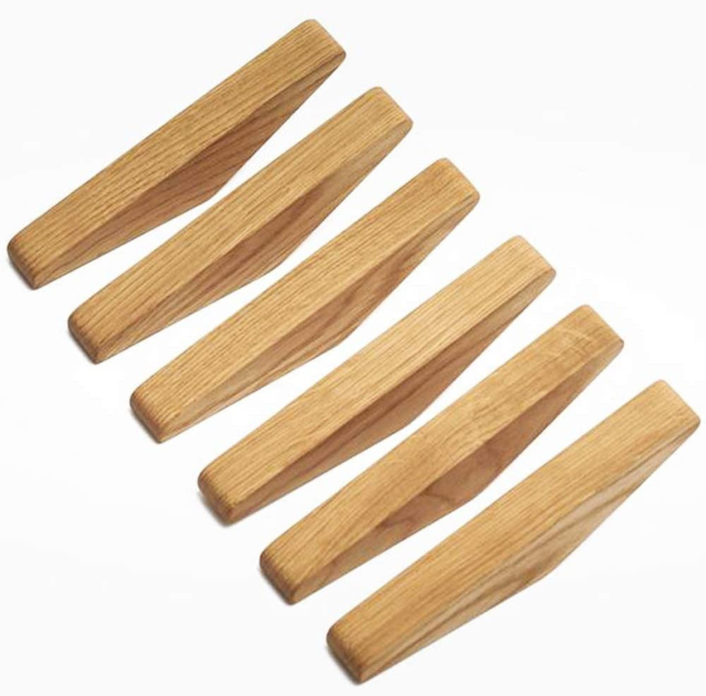 Minimalist Wooden Wall Hooks Set of 6 with Rounded Design