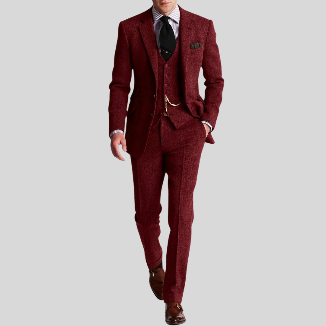 Men's 3-Piece Slim Fit Suit with Jacket, Waistcoat and Trousers