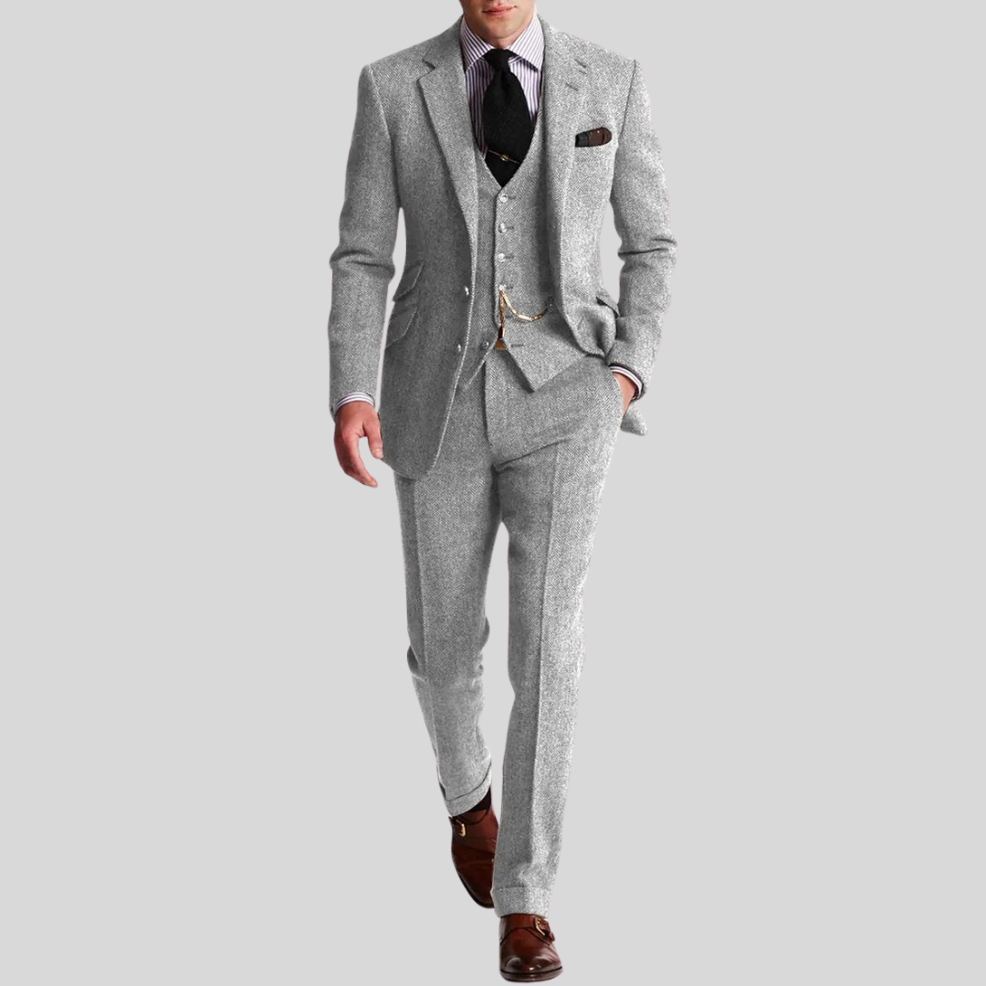 Men's 3-Piece Slim Fit Suit with Jacket, Waistcoat and Trousers