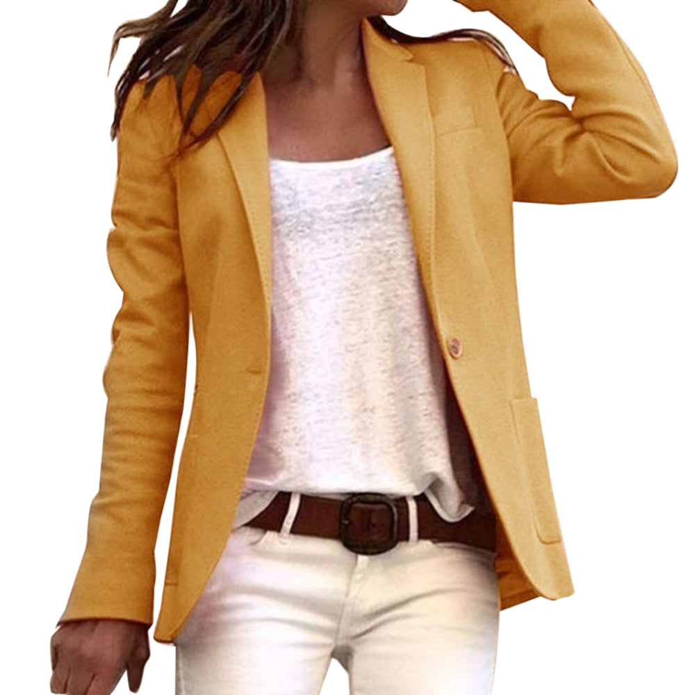 Women's Slim Fit Long Sleeve Blazer with Lapel and Button