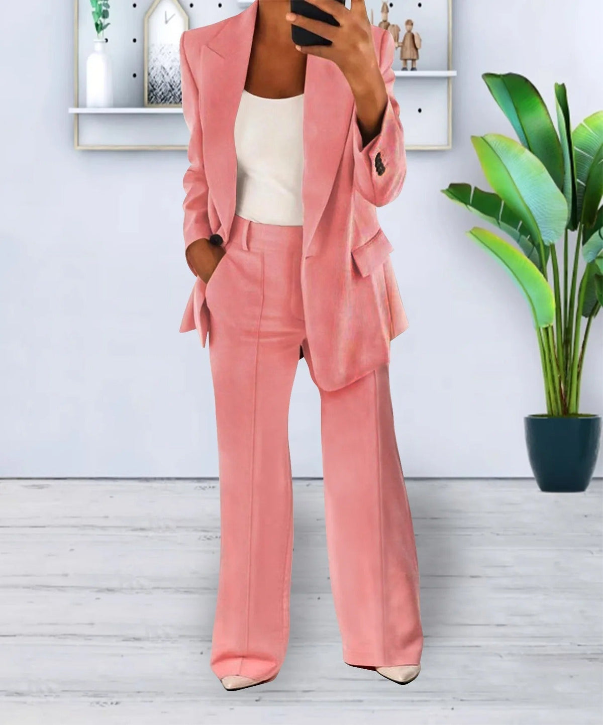 Women's Two-Piece Trouser Suit with Jacket and Trousers