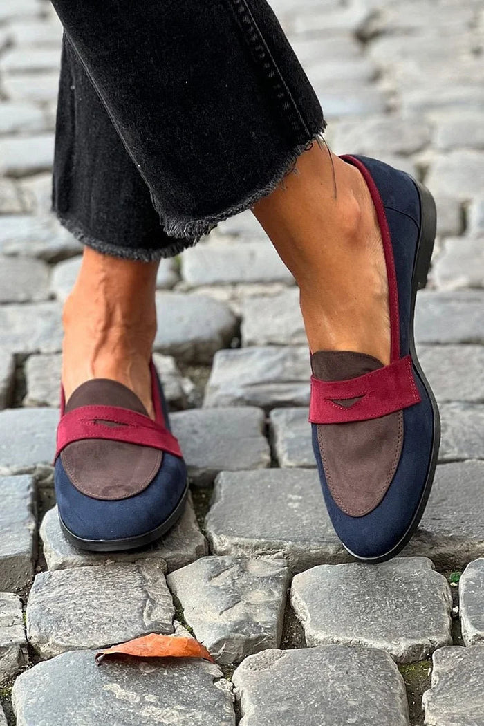Loafers til dame i fargeblokker, uten snøring