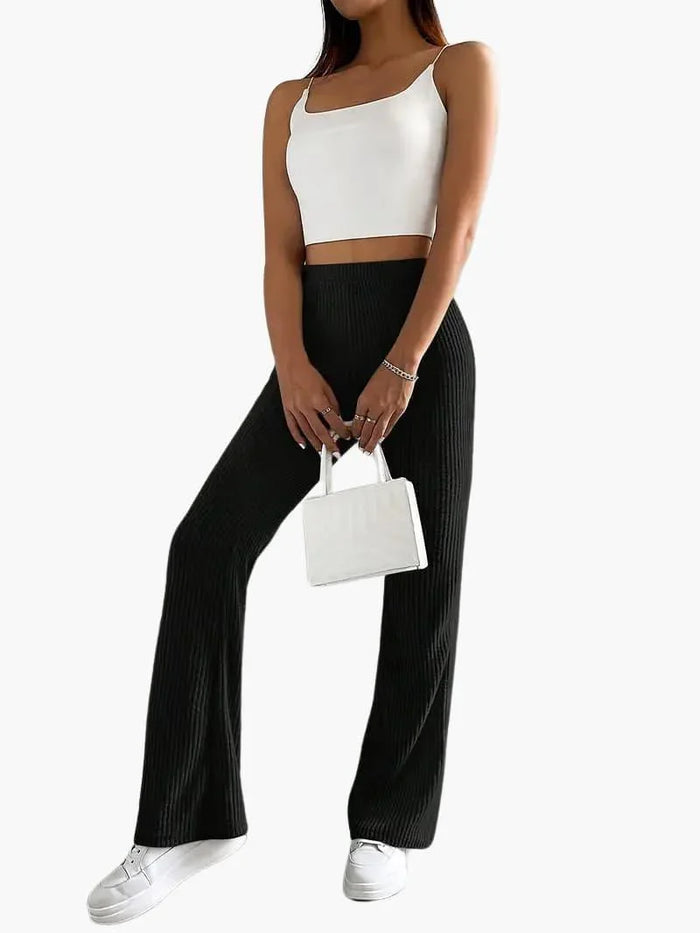 Weite High-Waist-Strickhose für Damen, bequemer Lounge-Schnitt