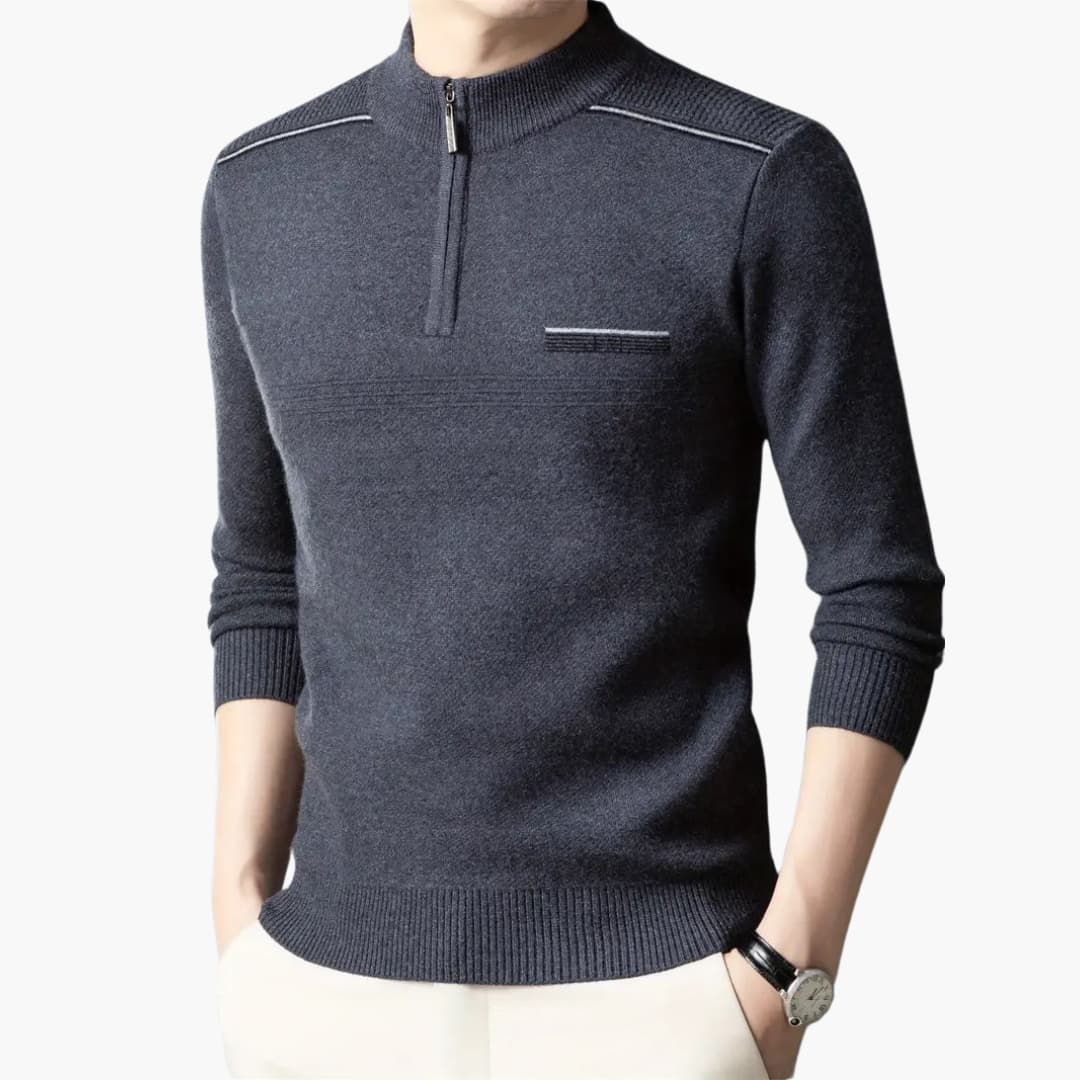 Maxim - Warm knitted jumper with zip for men