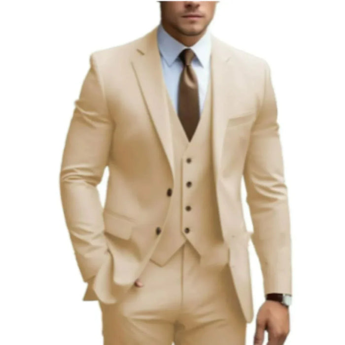 Driedelig herenkostuum met reverskraag en slim-fit broek