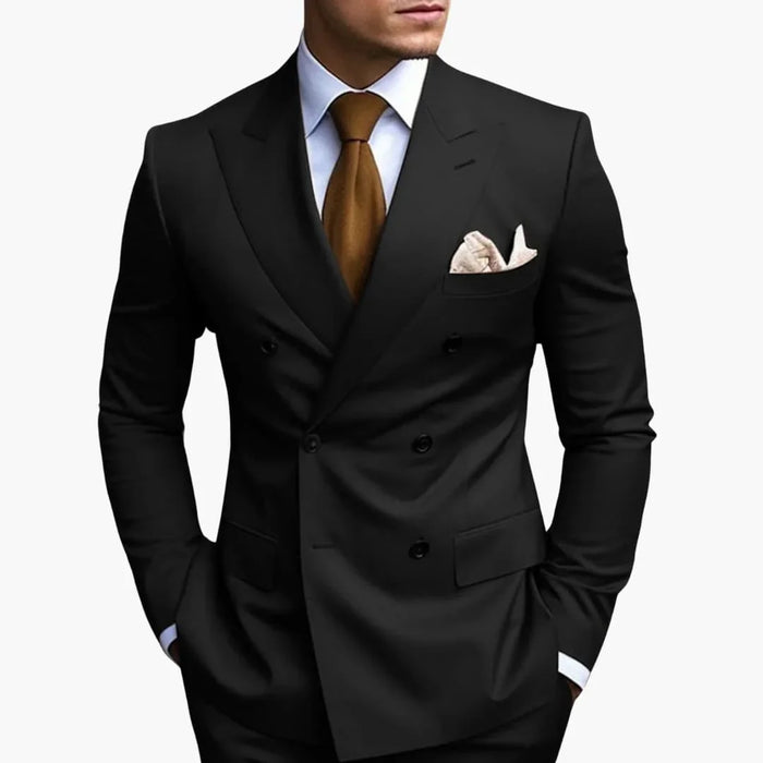 Men's Suit with Notched Lapel and Double-Breasted Design