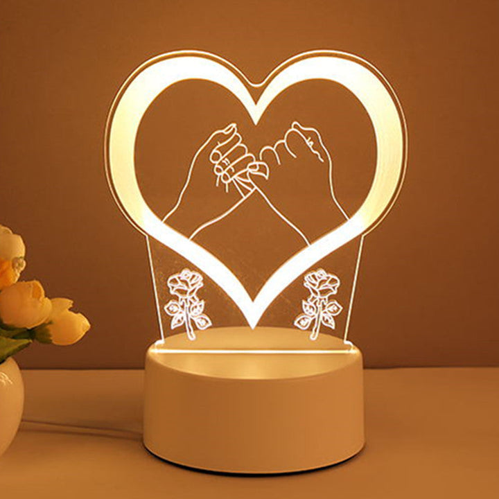 3D-lampa i akryl med USB och LED, många motiv för barnrum och hem