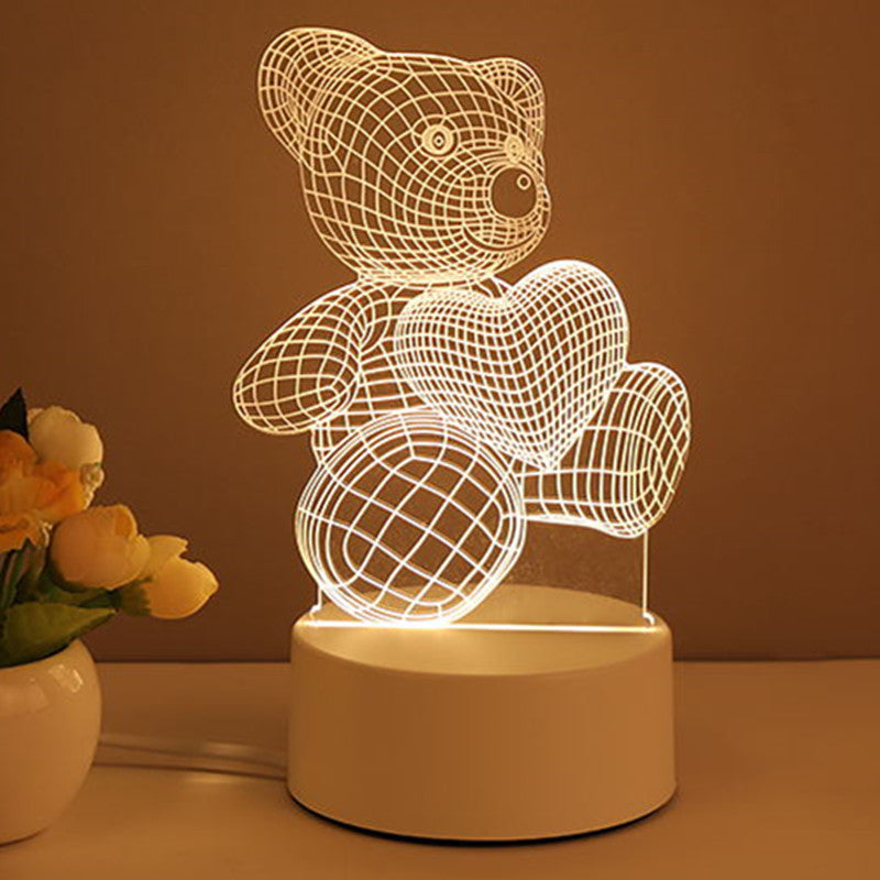 3D-lampa i akryl med USB och LED, många motiv för barnrum och hem