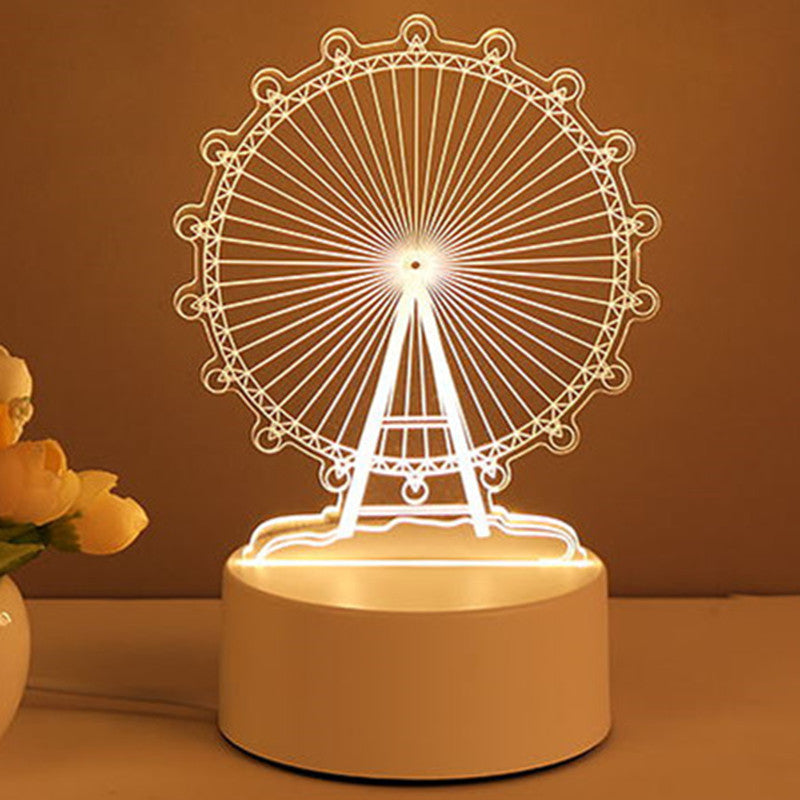 3D-lampa i akryl med USB och LED, många motiv för barnrum och hem