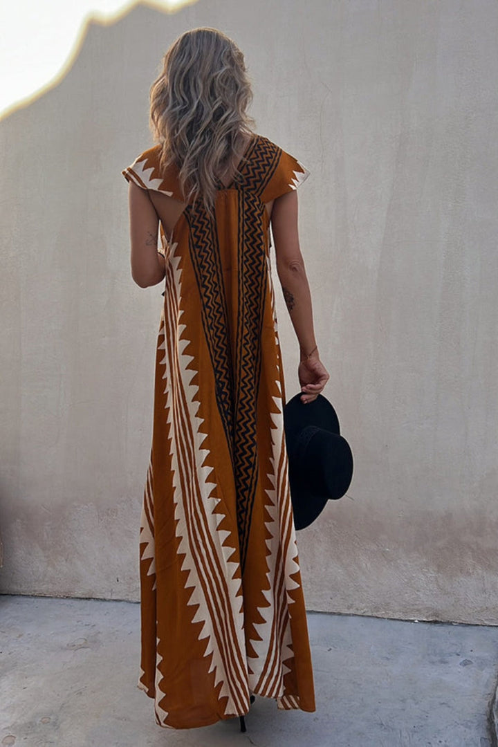 Mira Trendy Aztec-inspired liver dress for women