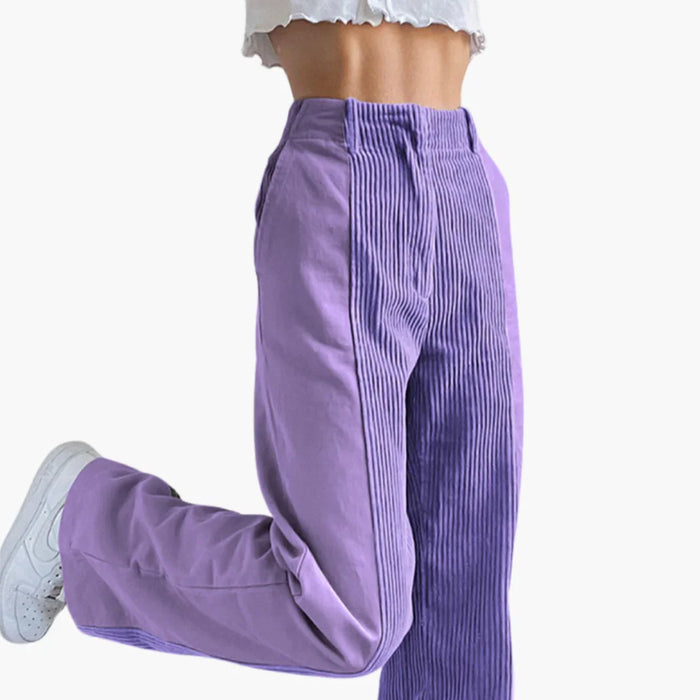 Pantaloni di velluto a coste da donna a vita alta e gamba larga
