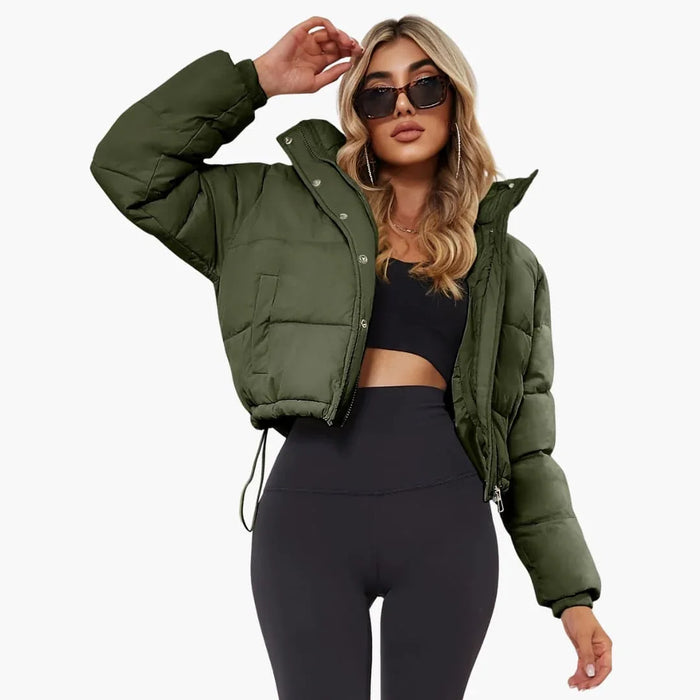 Women's Short Jacket with Hood and Zipper