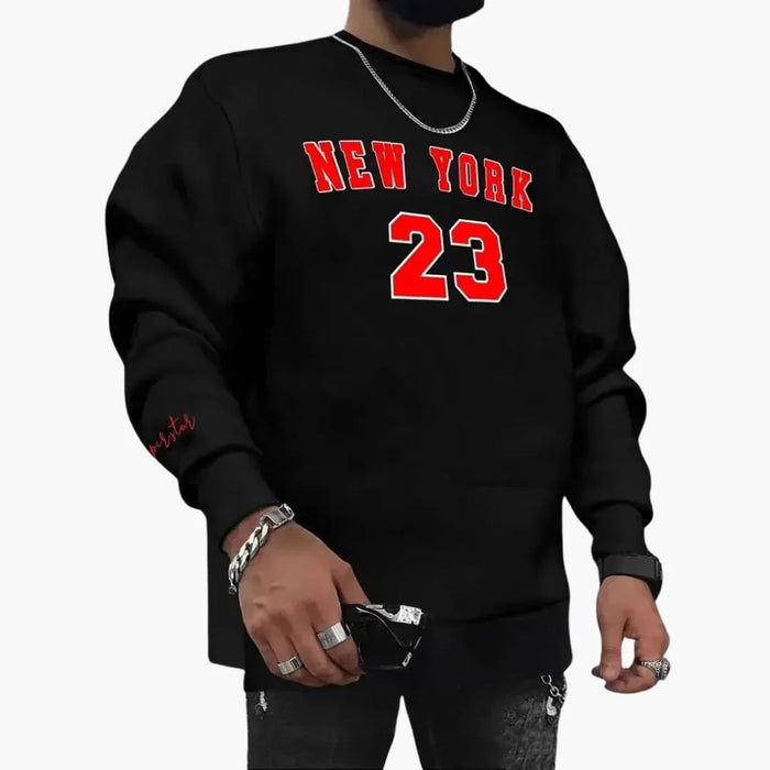 Sweatshirt Masculino com Gola Redonda e Punhos Canelados