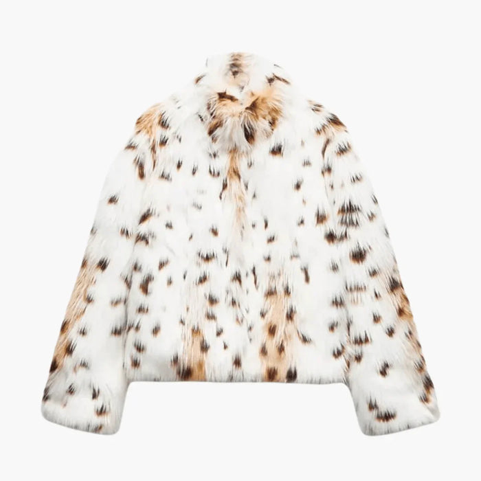 Damesjas van imitatiebont met luipaardprint  Chic & warm