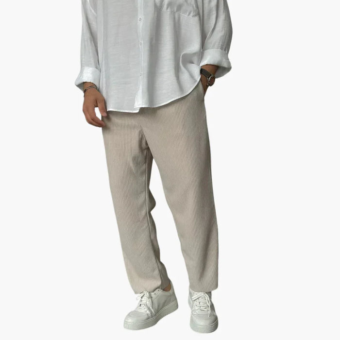 Pantalon homme à taille haute et jambes larges