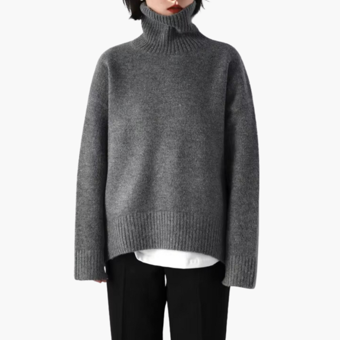 Women's Turtleneck Jumper with Ribbed Texture