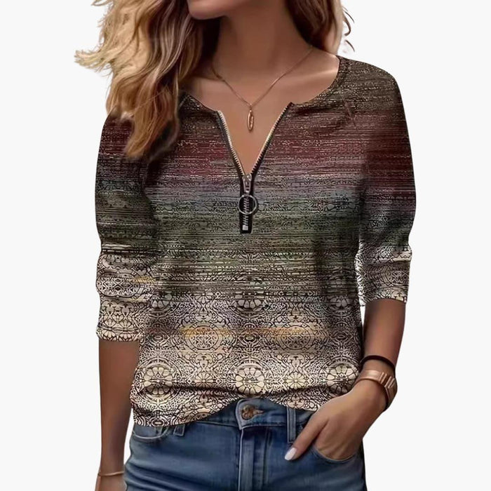 Women's Zip-Up Sweater with Textured Design Trendy and Practical