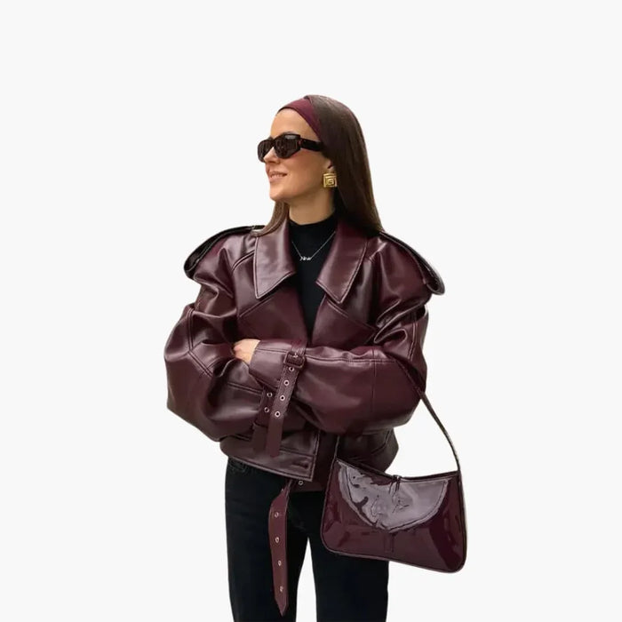 Veste courte pour femme à col à revers et fermeture éclair sur le devant