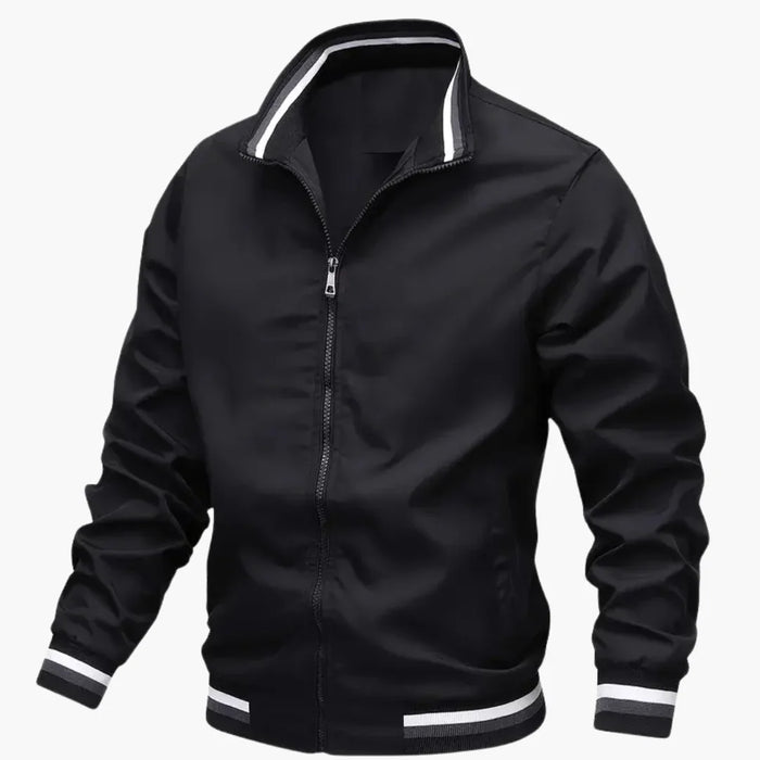 Men's Jacket with Rib Details and Front Zipper