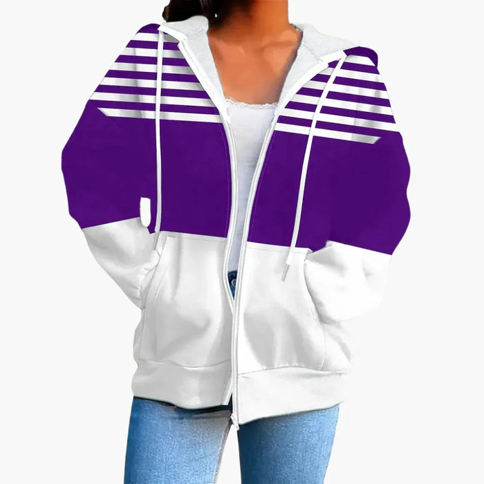 Felpa con cappuccio da donna con design a righe