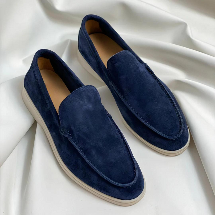 Herren-Slipper aus Wildleder mit kontrastierender Sohle