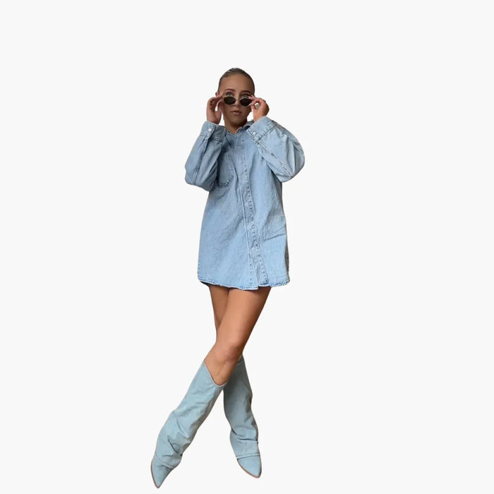 Stivali in denim alla moda da donna  Vestibilità morbida e look trendy