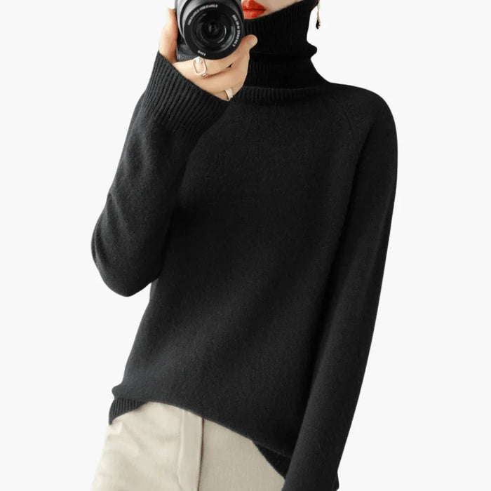 Pull à col roulé en tricot pour femmes, pull d'hiver à manches longues