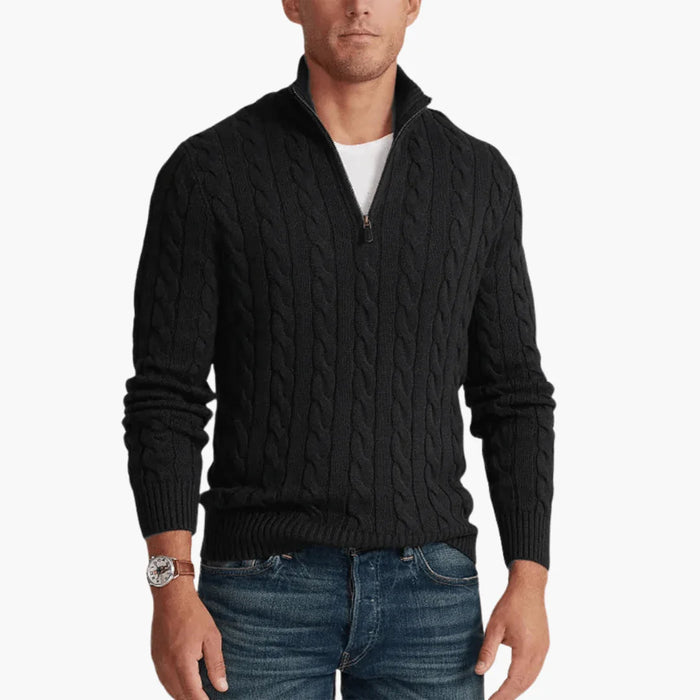 Pull tricoté pour homme avec fermeture éclair Pull d'hiver