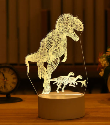 3D-lampa i akryl med USB och LED, många motiv för barnrum och hem
