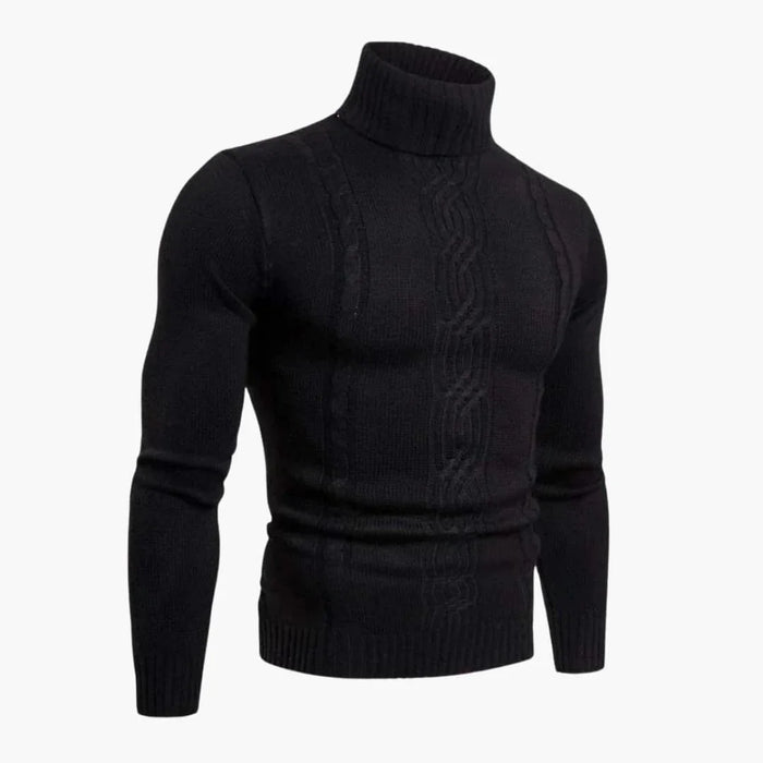 Pullover da uomo con collo alto arrotolato e motivo a trecce
