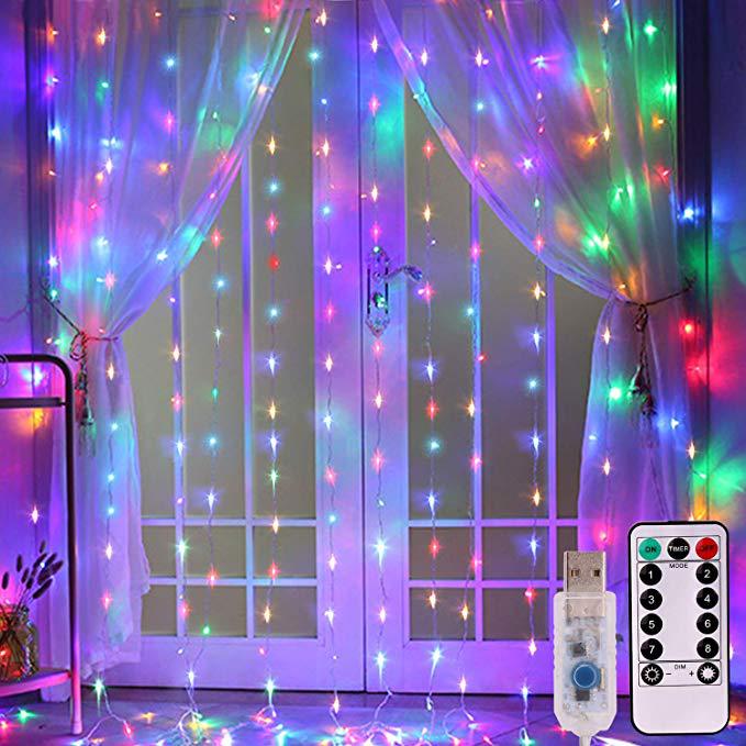 LED-ljusgardin med USB och fjärrkontroll, åtta lägen