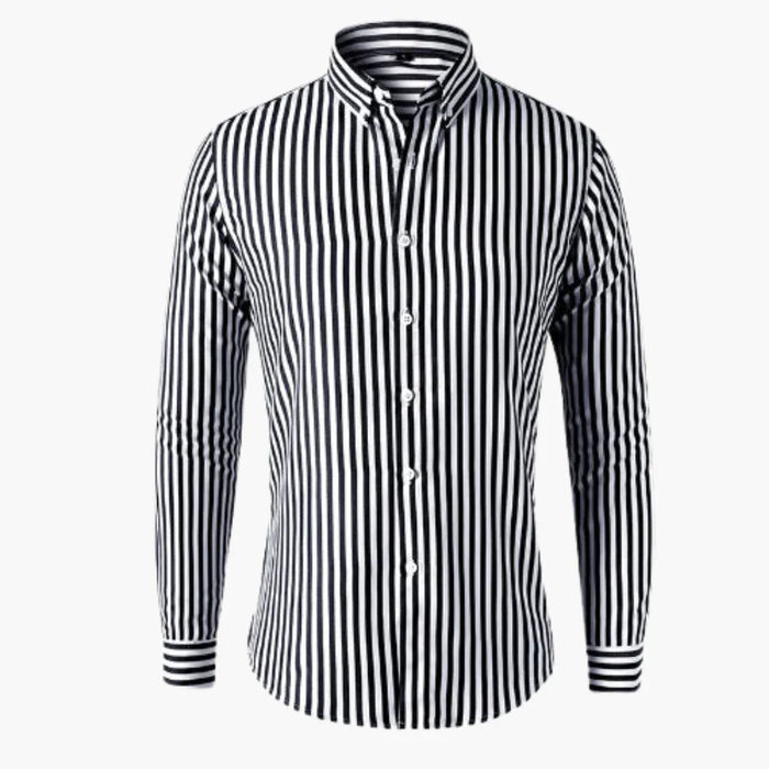 Chemise rayée à manches longues - chemise décontractée pour homme à rayures