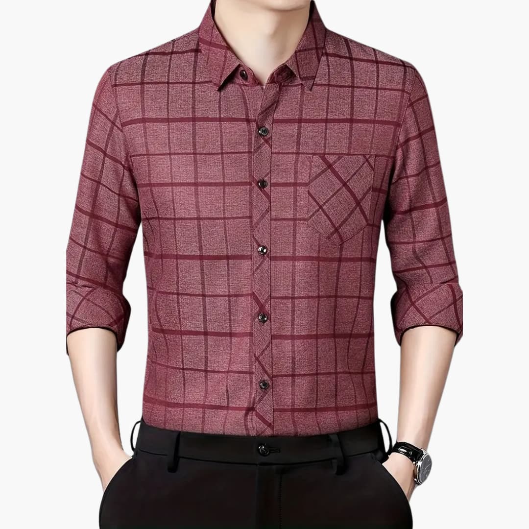 David - Fashionable checked shirt with revers for men
